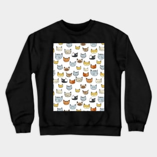 Cat Face Doodle Pattern Crewneck Sweatshirt